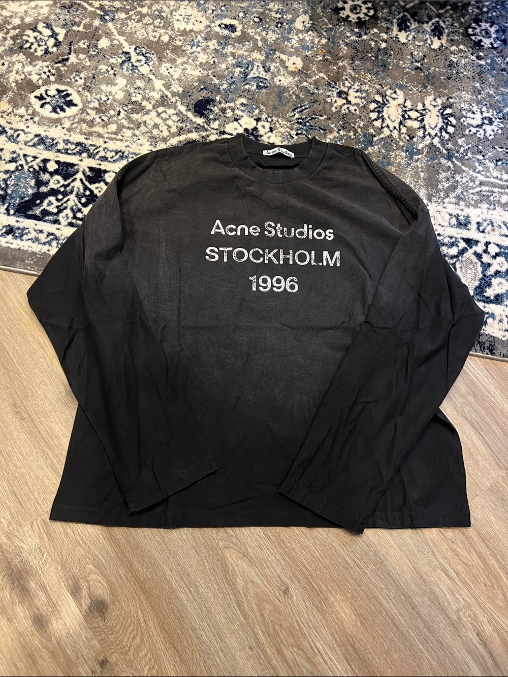 Acne Black Long-Sleeve Shirt with White 'Stockholm 1996' Print